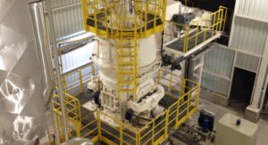 Vertical roller and bowl type mill for coke