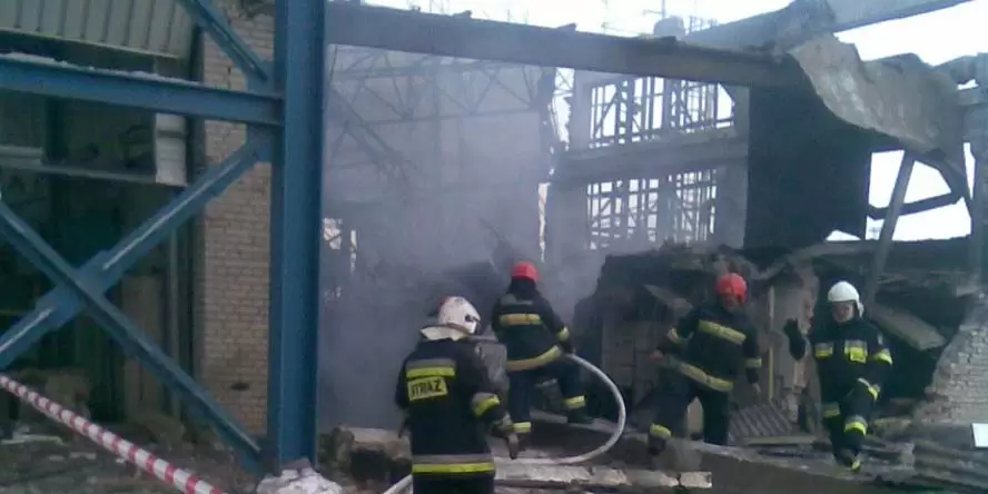 Explosion at Dolna Odra power plant extinguishing fire by firemen