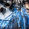 melted plastic after a waste sorting plant fire