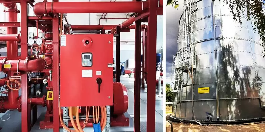 Fire pumping station and fire water tank for the combined power plant