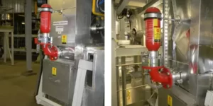 Bucket elevators installation of a protection system